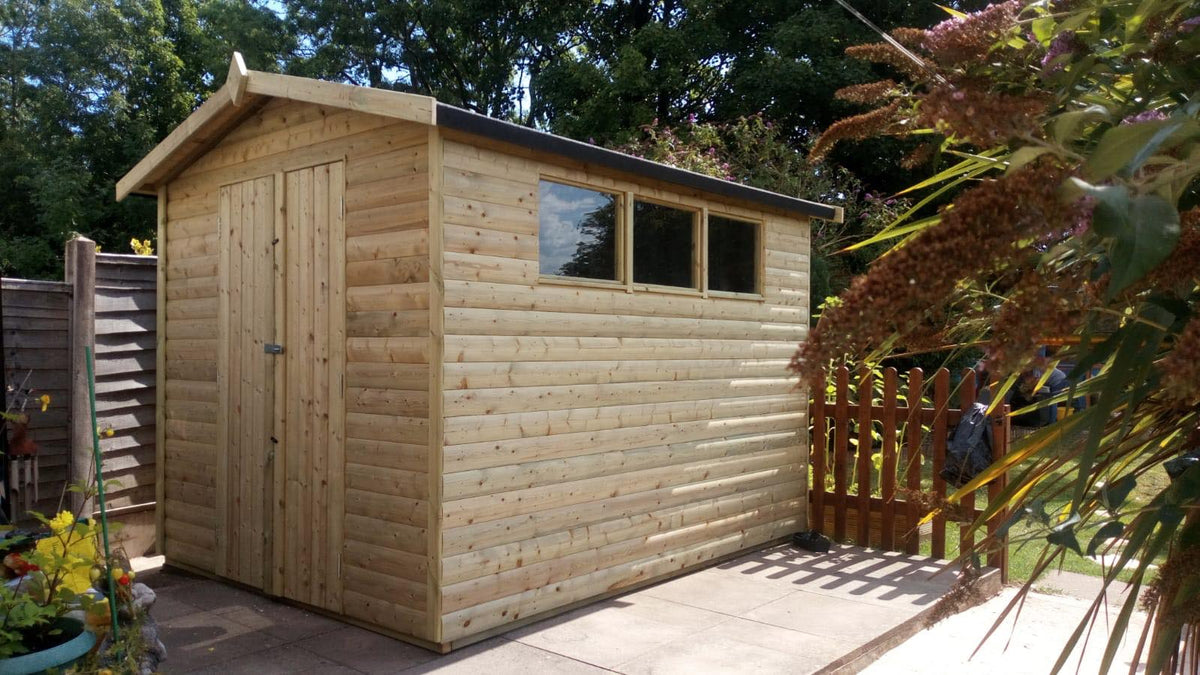 Heavy duty apex timber garden shed with windows