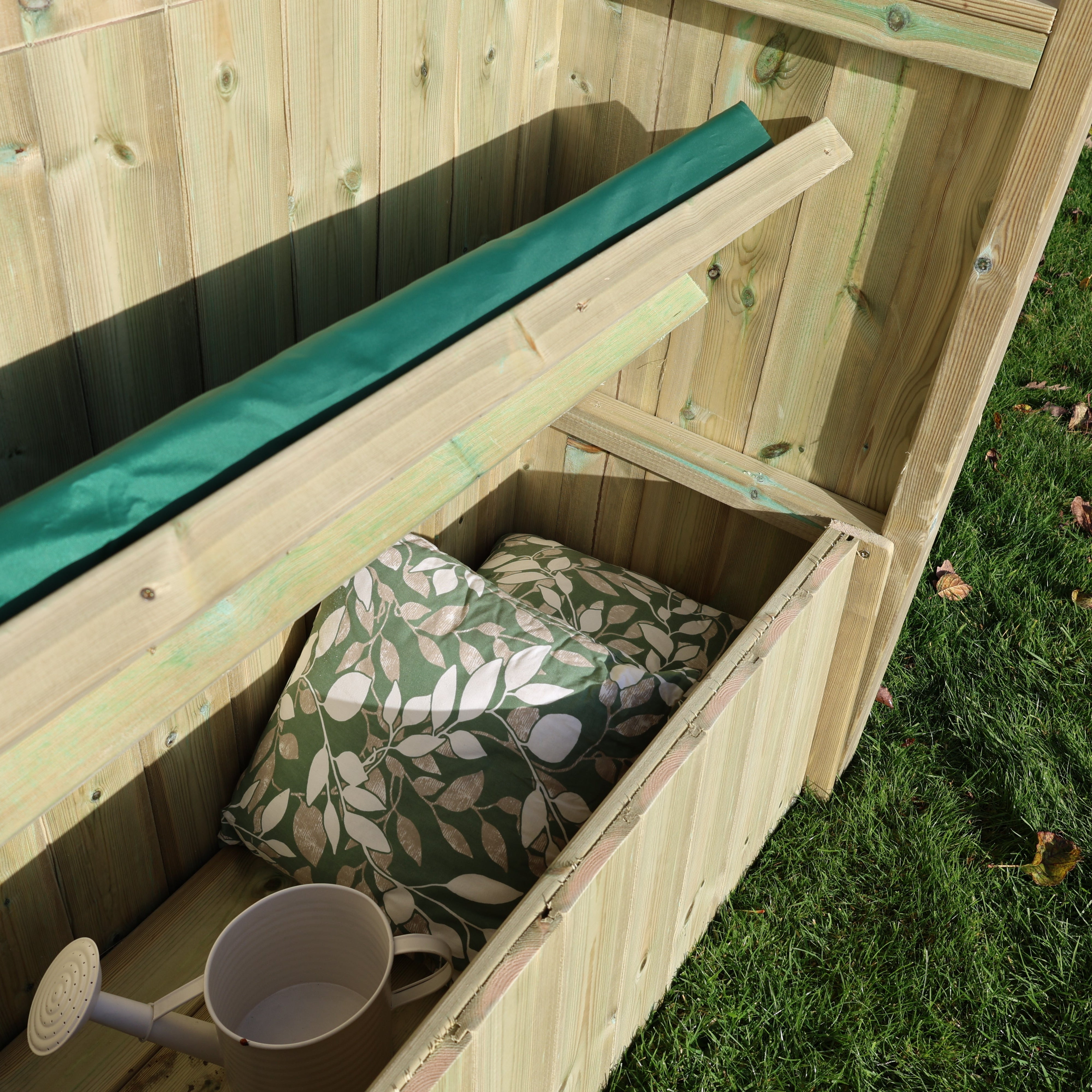 Wooden garden arbour with storage