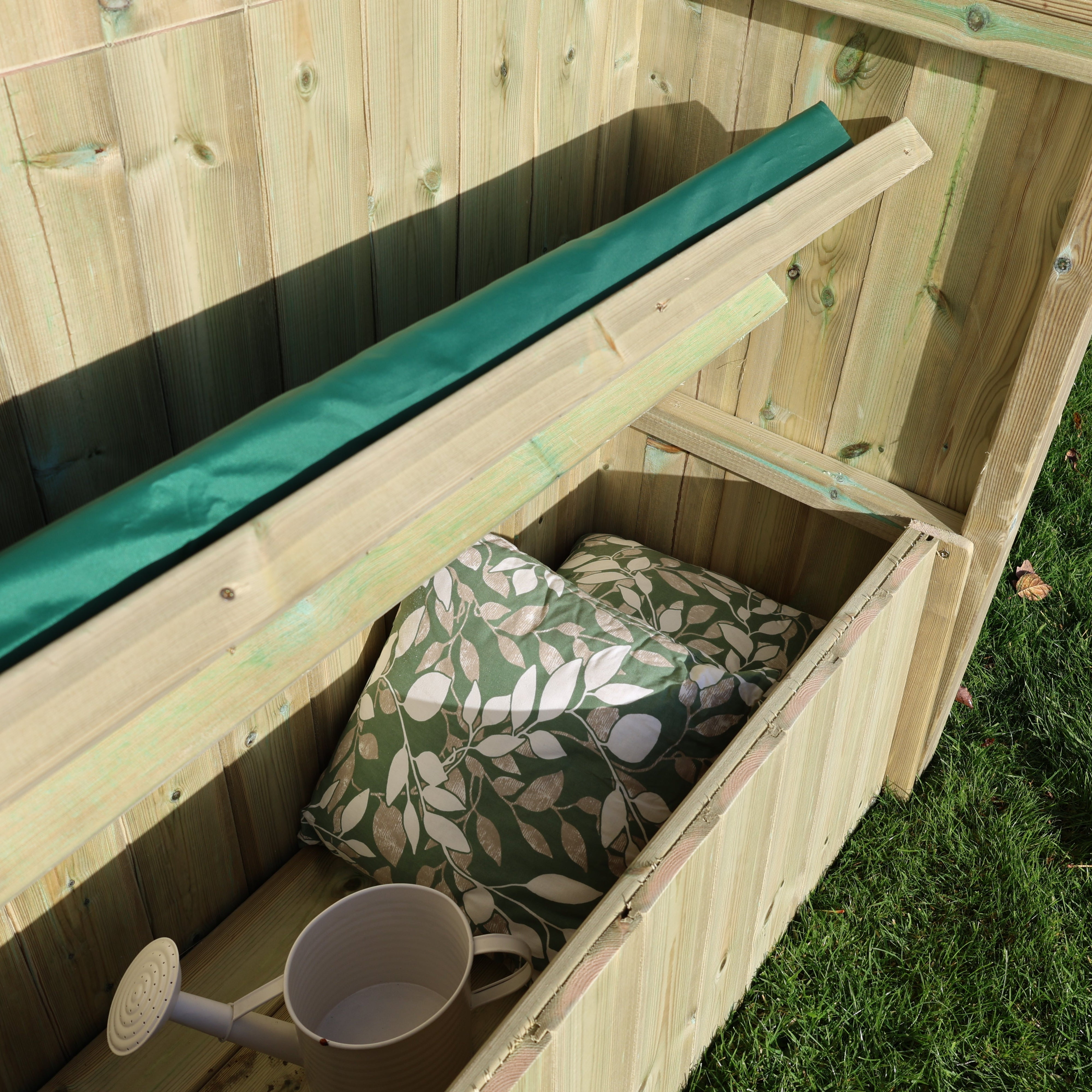Wooden garden arbour with storage