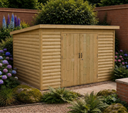 10x8 heavy-duty pent shed with double doors and no windows