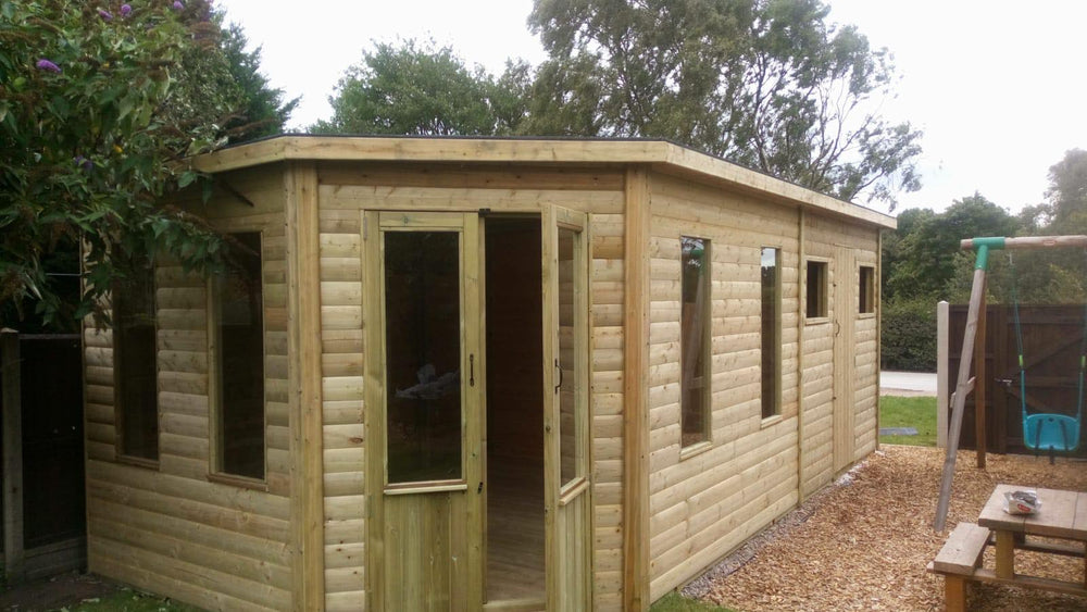 Large corner summerhouse shed combination garden building