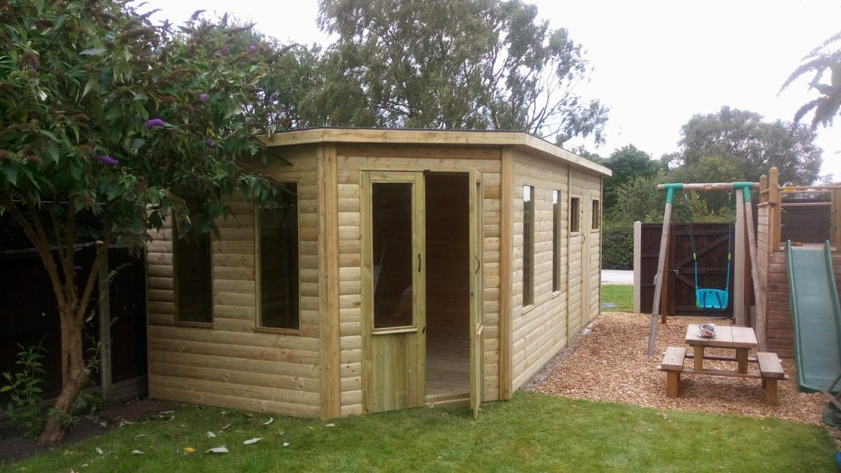 20ft x 10ft corner summerhouse and shed combination building