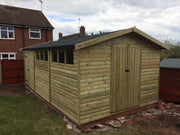 20x10 pressure treated wooden garage with storage shed