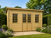 Georgian timber summerhouse with glazed double doors