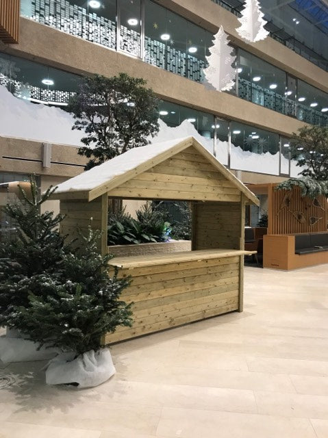 Compact timber indoor market stall chalet
