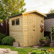 6x7 heavy duty apex garden shed with double doors and two windows