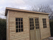 Georgian summerhouse exterior showing windows and double doors