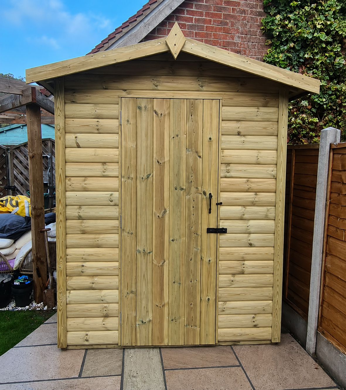 Small heavy duty apex garden shed with no windows