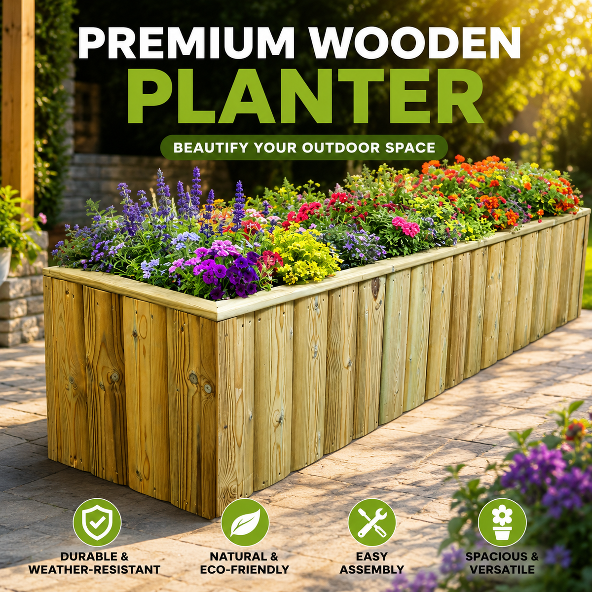 Heavy Duty Log Lap Wooden Garden Trough Planter – Pressure Treated Sca ...