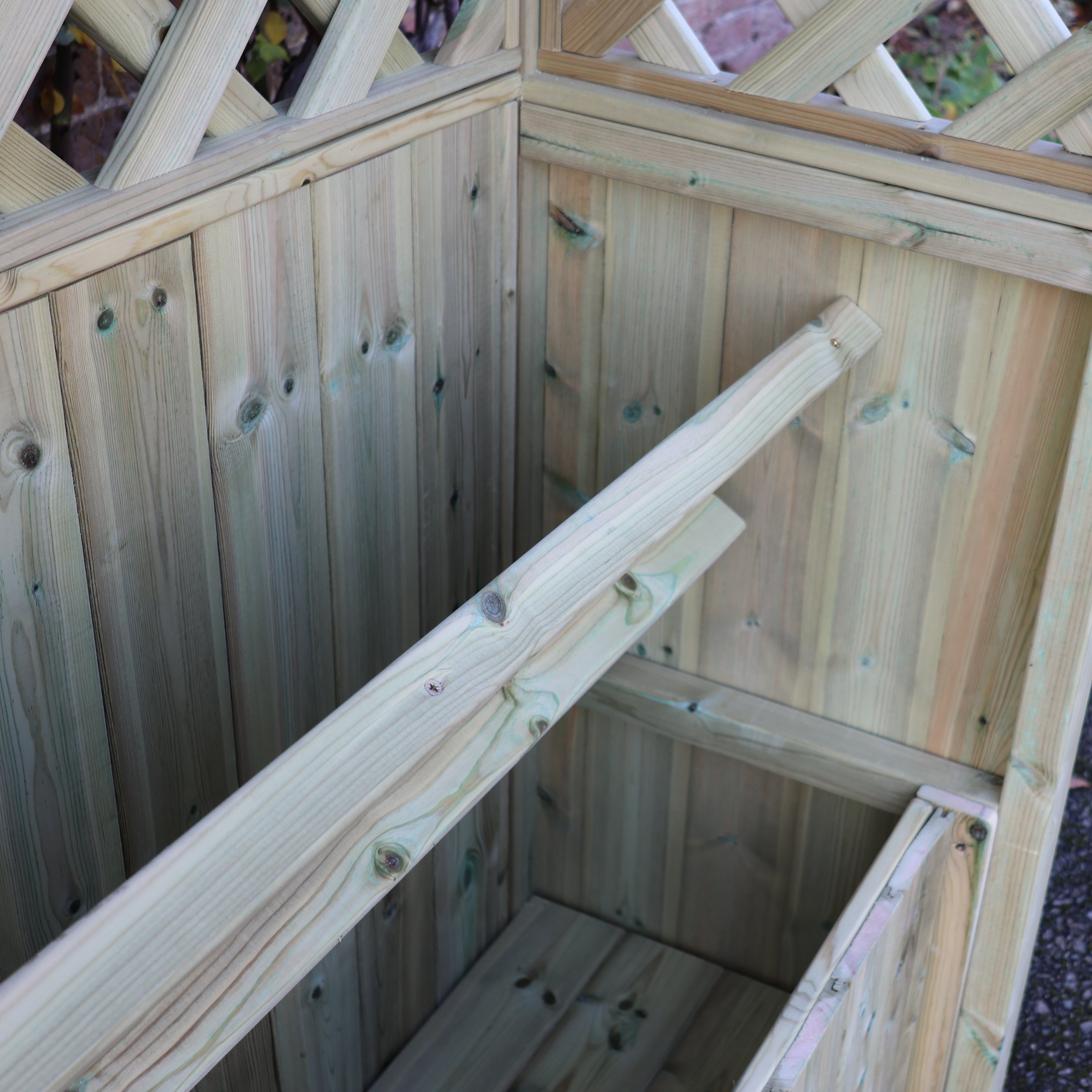 Wooden garden arbour with storage