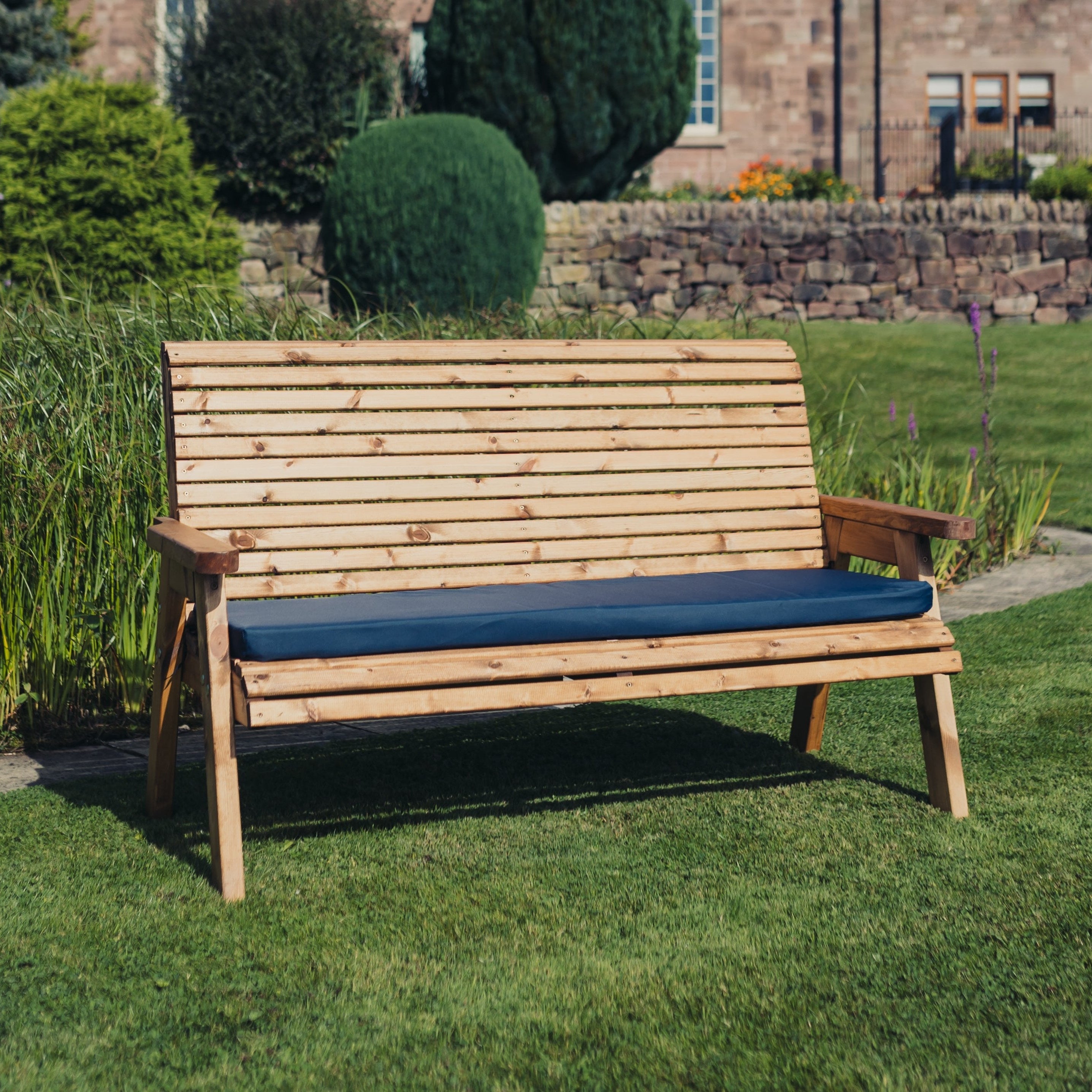3 seater brown garden bench