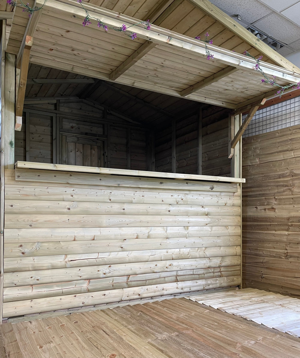 Pressure-treated timber Christmas market chalet