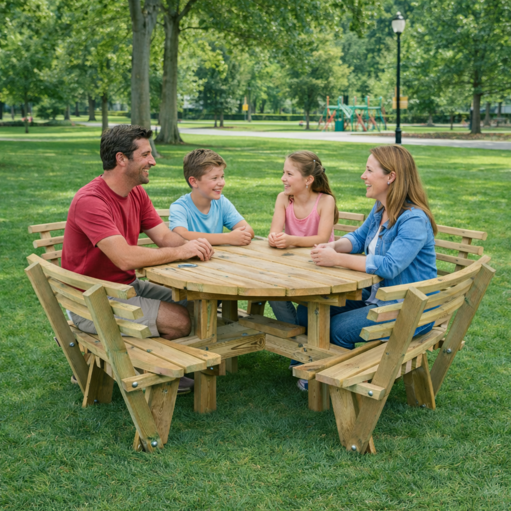 picnic table with backrests