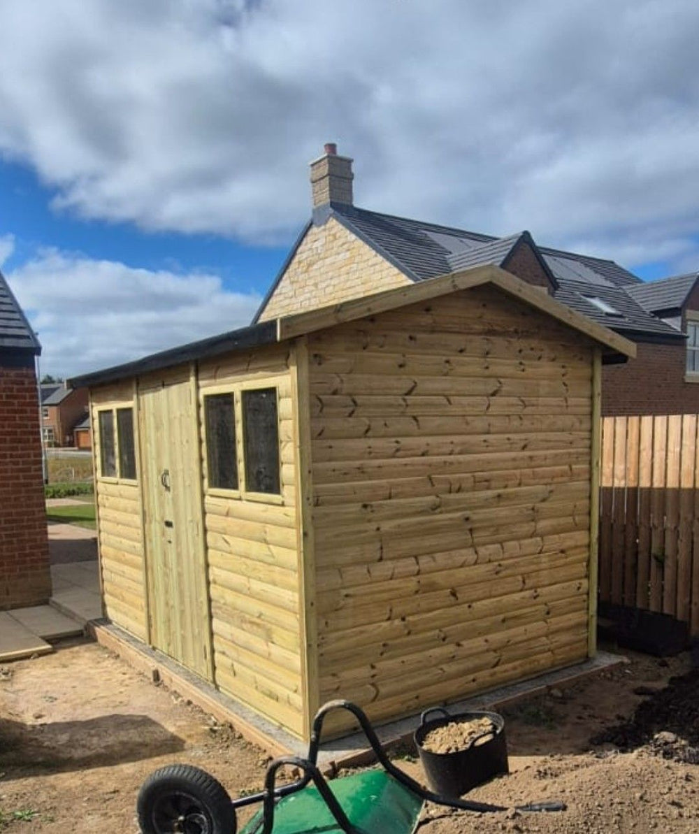 Ashbourne timber shed with double doors and front windows
