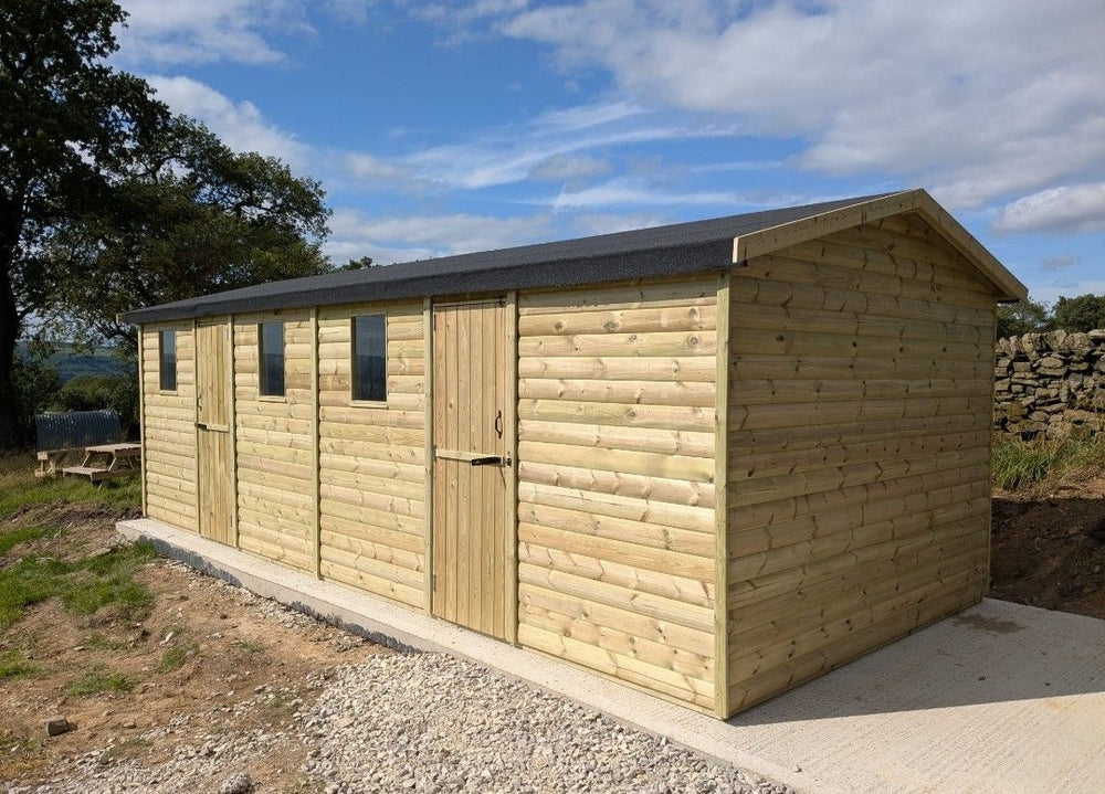 Large pressure-treated Abbey Double Shed