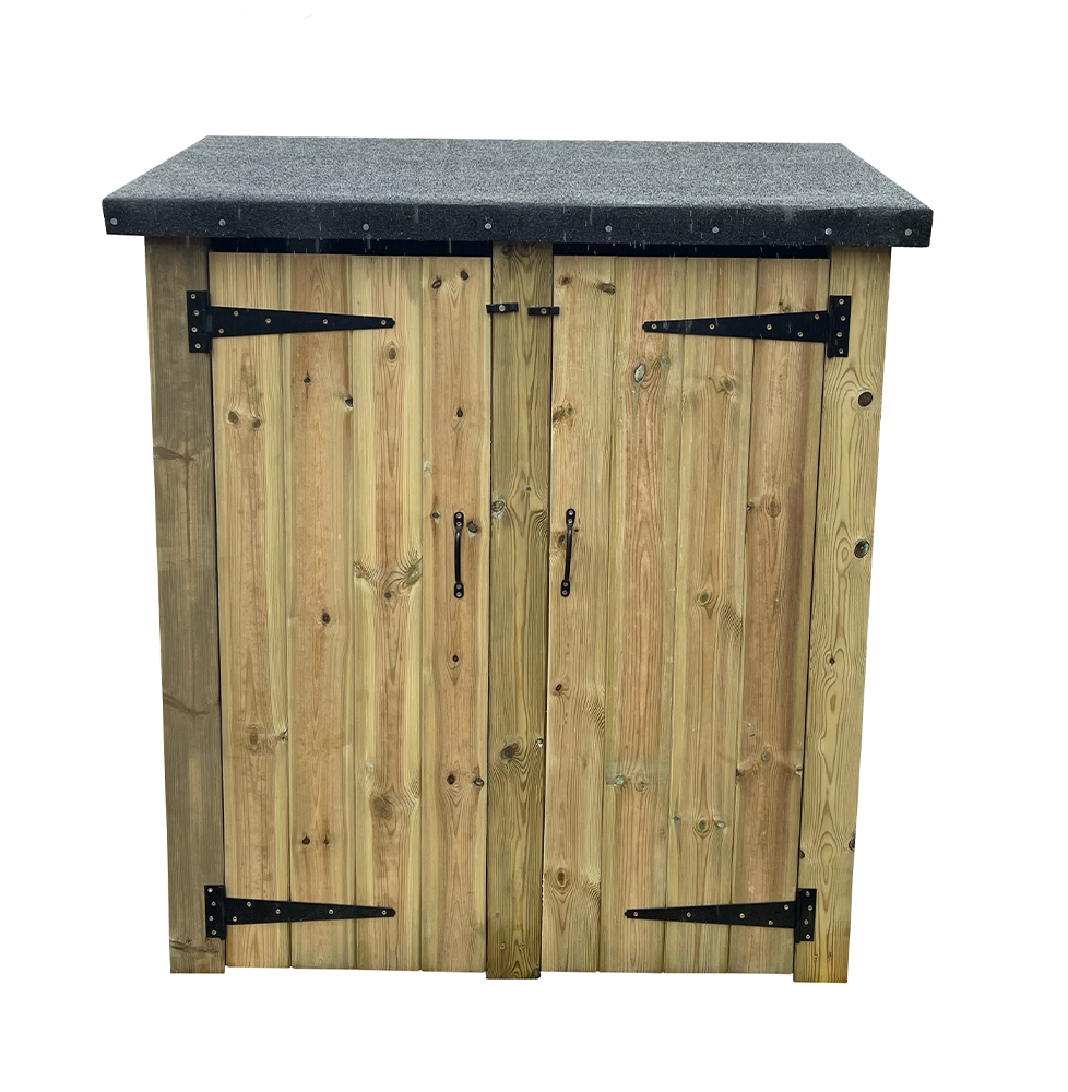 Heavy duty pressure-treated double tool shed for garden storage