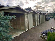 2.4m timber market chalet with open barn door frontage