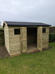 Ashbourne timber garden shed with double doors and windows