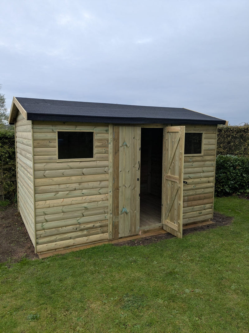 Pressure-treated Ashbourne double door shed exterior