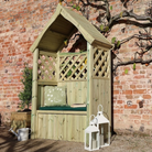 Wooden garden arbour with storage