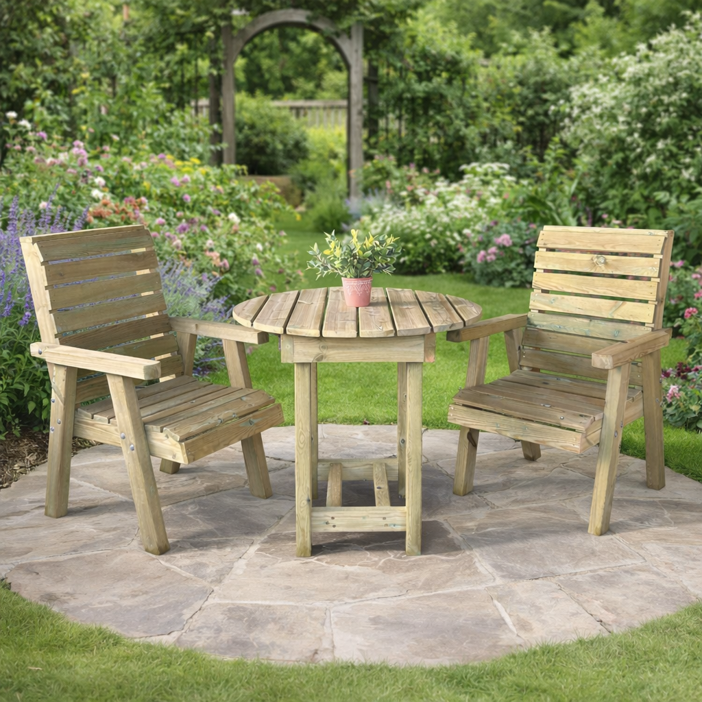 Wooden table set for 2