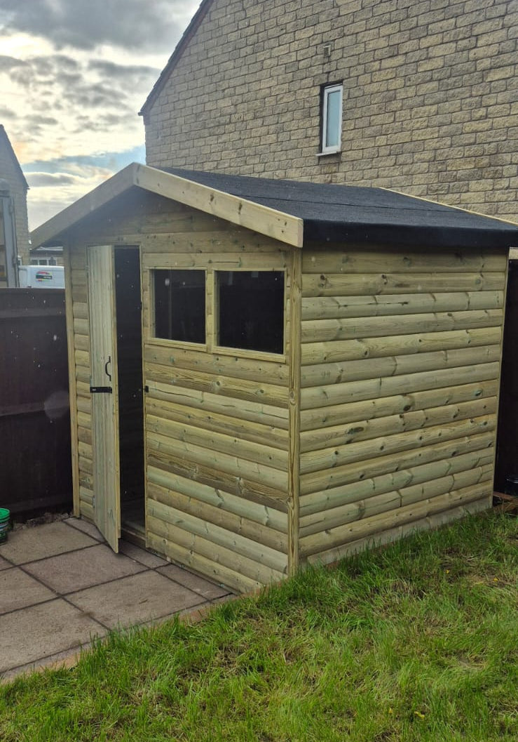 Heavy duty apex garden shed with left-hand door and window option