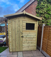 Pressure-treated apex timber shed with door left and front window