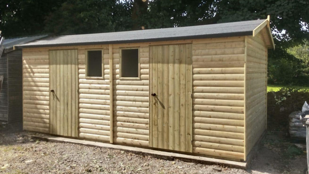 Abbey Double Shed with timber doors and windows