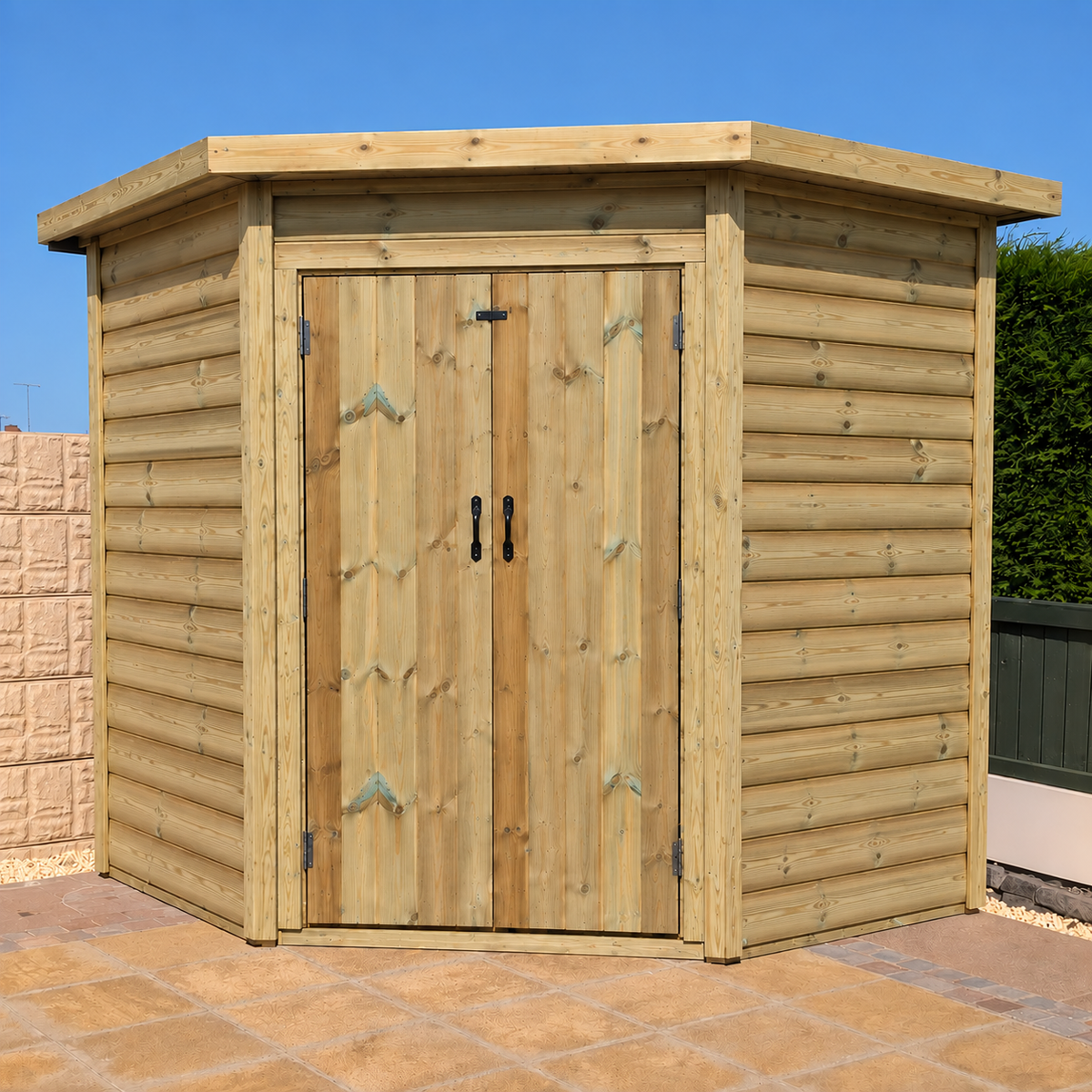 Heavy duty wooden corner shed