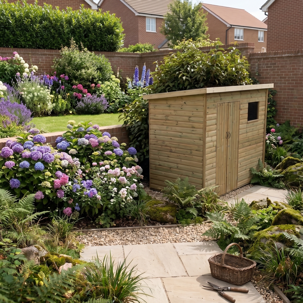 Heavy-duty pent shed with double doors and single front window