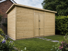 Pent Shed Double Doors - pressure treated timber garden shed
