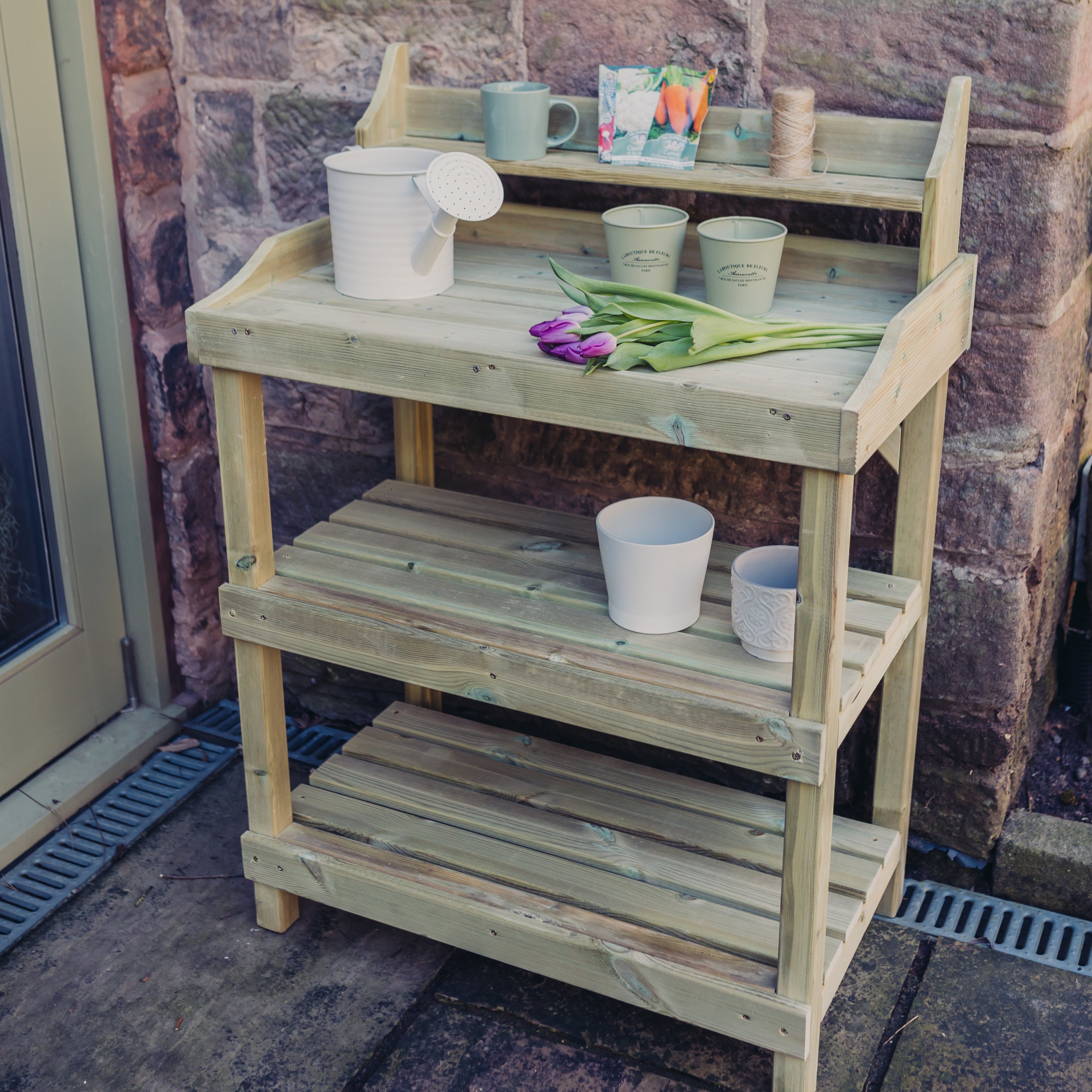 wooden potting table