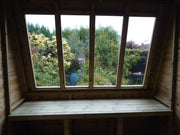 Internal potting bench inside 8x10 potting shed