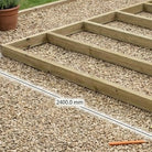 Close-up of joist screwed into perimeter rail on timber shed base