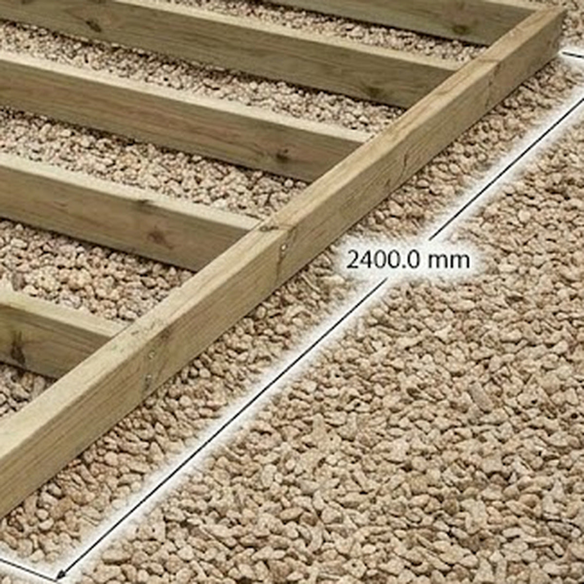 Close-up of simple screwed butt joint on timber shed base