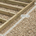 Close-up of simple screwed butt joint on timber shed base